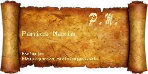 Panics Maxim névjegykártya